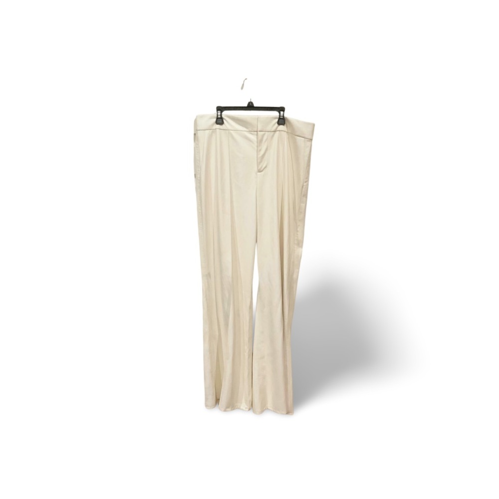 Alice + Olivia Eloise High-Rise Cream Faux Leather Trouser, Size 14